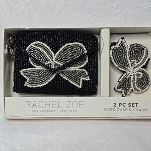 Rachel Zoe Black and White Beaded Key & Card Holder Set